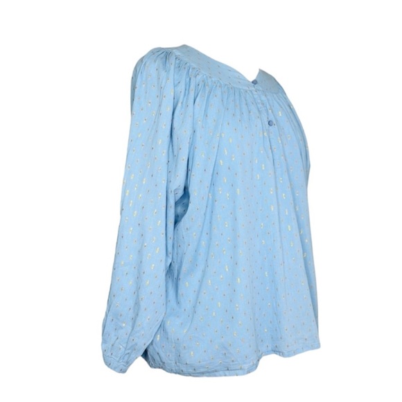 Emerson Fry Light Blue Metallic Dot Peasant Blouse - Picture 14 of 14